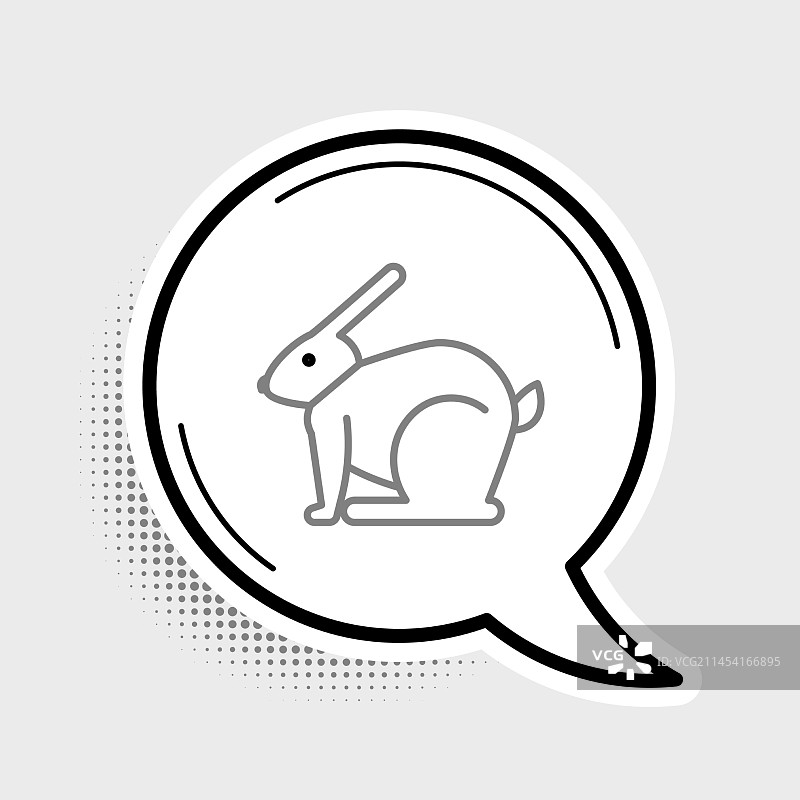 灰色背景上的复活节兔子线条图标图片素材