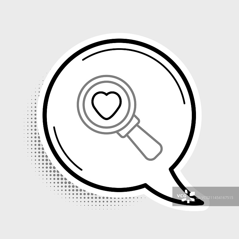 灰色背景上的线性搜索爱心图标图片素材