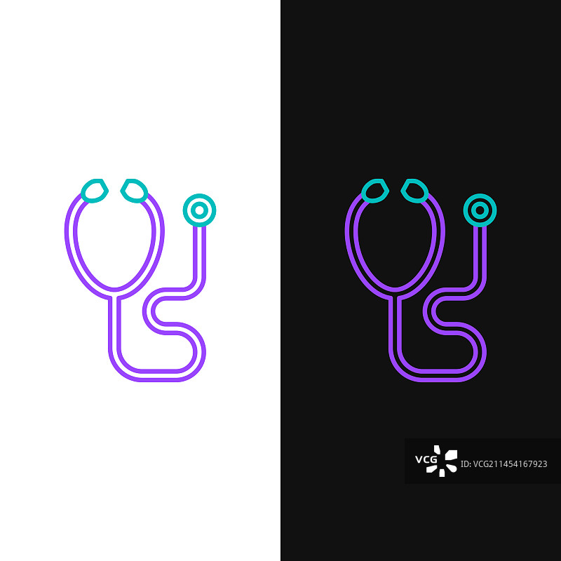 听诊器医疗器械图标线条图片素材