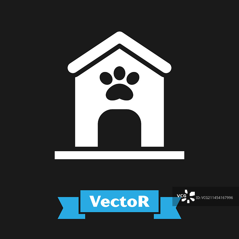 白色狗屋和爪印宠物图标图片素材