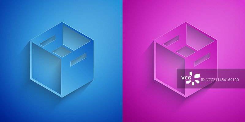 纸板剪纸箱子图标图片素材