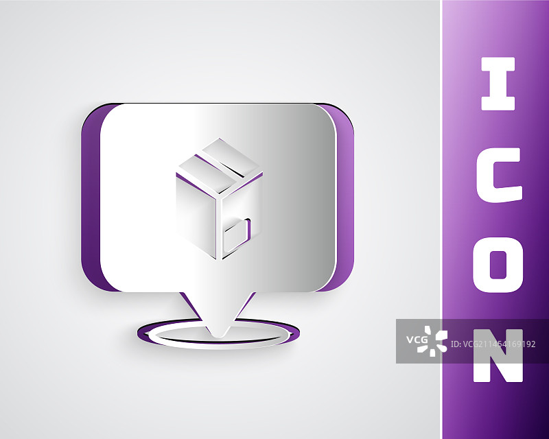 纸箱位置剪纸风格图标图片素材