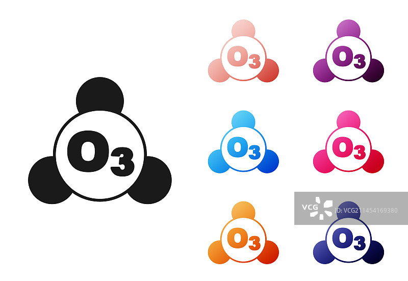 白色背景黑色臭氧分子图标图片素材