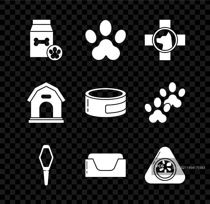 宠物爪印兽医食物袋装组合图片素材