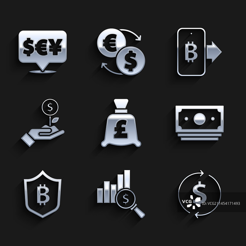 英镑饼图和美元硬币图片素材