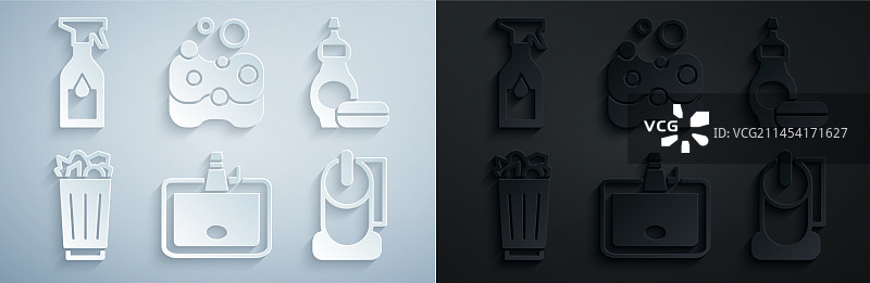 洗脸盆、洗涤液瓶图标图片素材