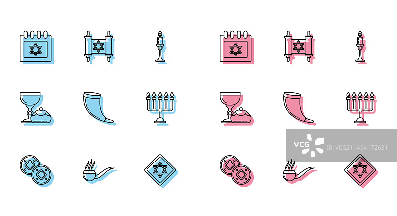 犹太硬币烟斗烟雾线条组合图片素材