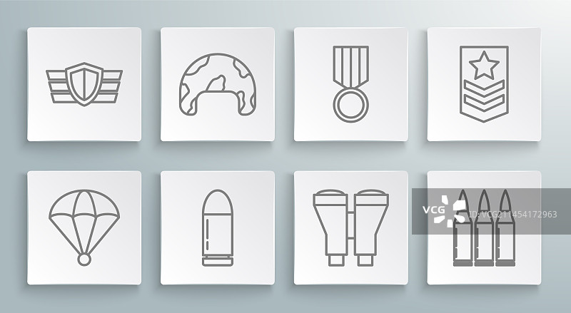 线条降落伞军用头盔子弹图片素材