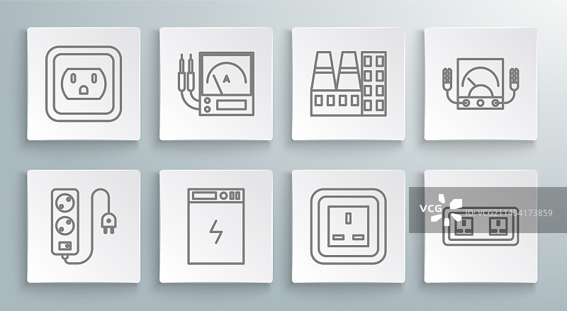 电动延长线安培计系列线条图片素材