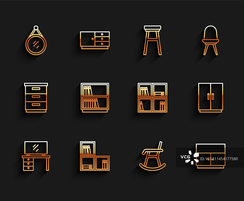 电视桌子书架镜子组合图标图片素材