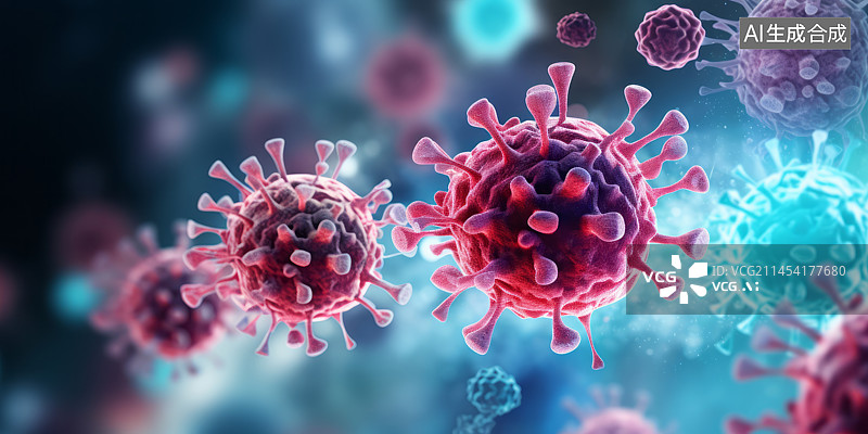 【AI数字艺术】三维图形新冠病毒科技背景图图片素材