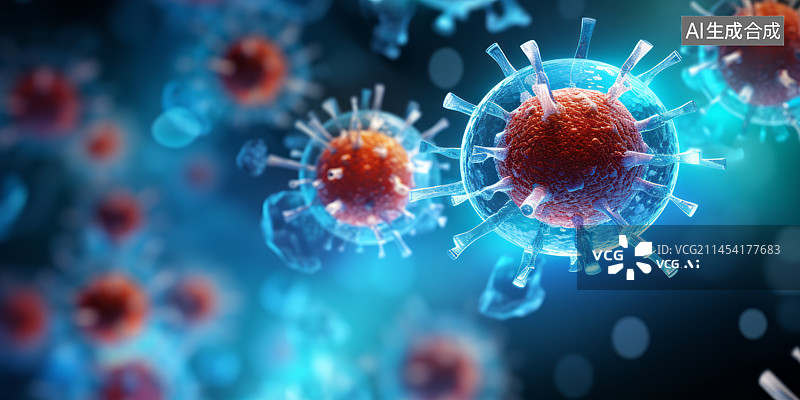 【AI数字艺术】三维图形新冠病毒科技背景图图片素材