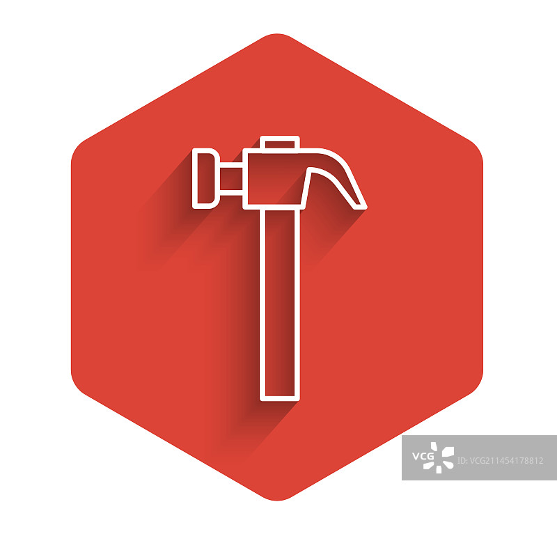 带长阴影的白色线条锤子图标图片素材