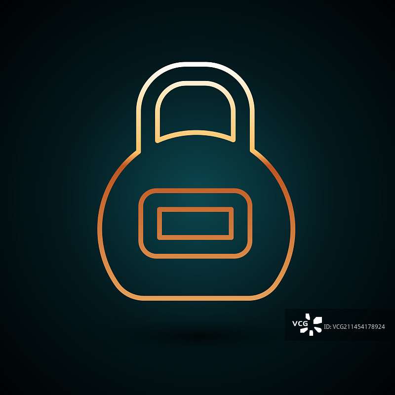 金色线条壶铃图标，深蓝色背景图片素材