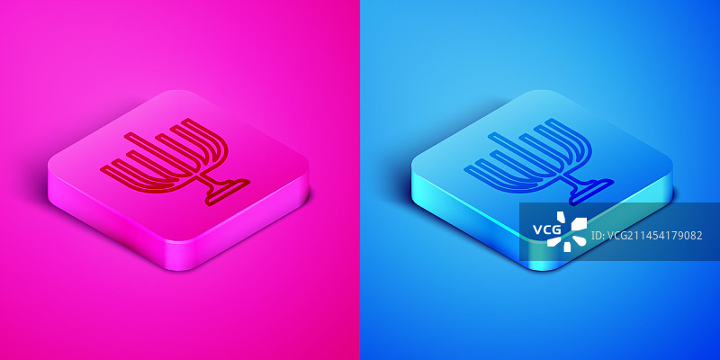 2.5D光明节烛台图标线条设计图片素材