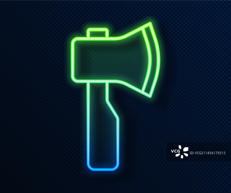 发光的霓虹灯线条木斧图标图片素材