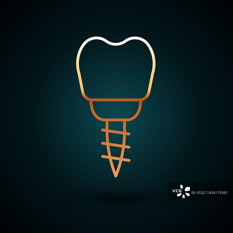 金色线条牙科植入物图标图片素材