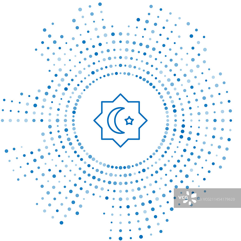 蓝色线条伊斯兰八角星装饰图标图片素材