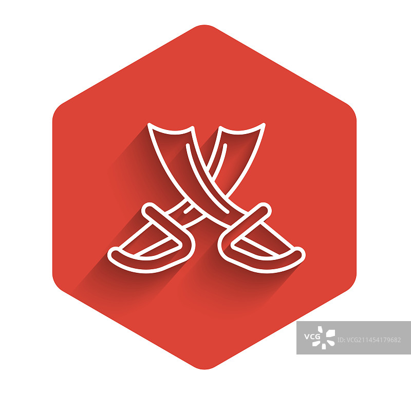 白色线条交叉海盗剑图标图片素材