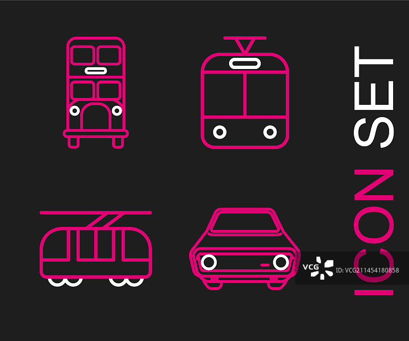 汽车有轨电车铁路双层巴士线条图片素材