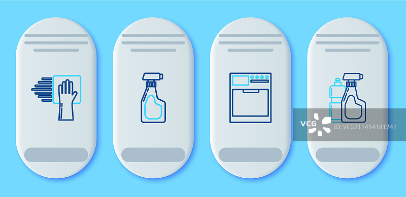 清洁喷雾瓶与清洁剂线稿图片素材