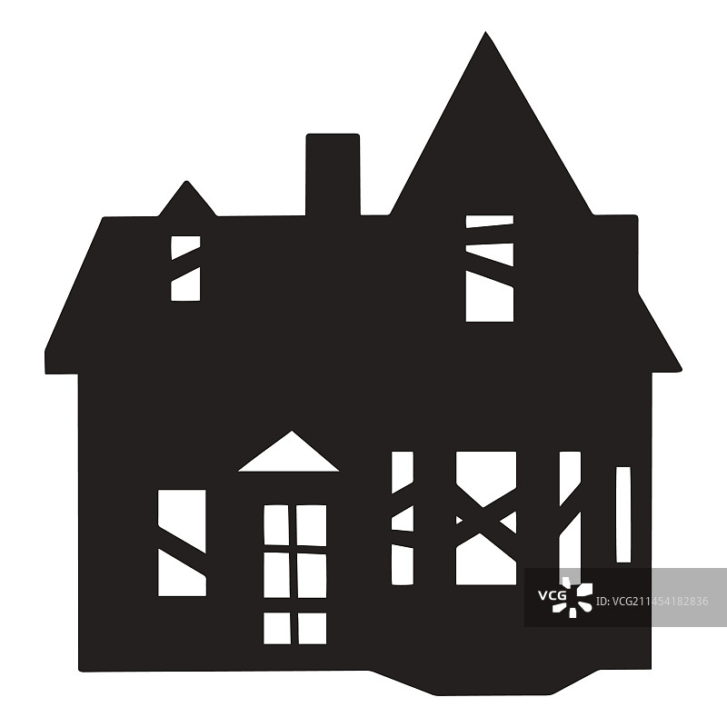 废弃房屋轮廓单色标志图片素材