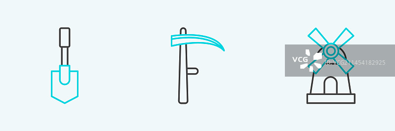 风车、铲子和镰刀图标图片素材