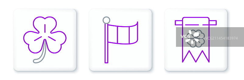 四叶草和派对三角旗组合图片素材