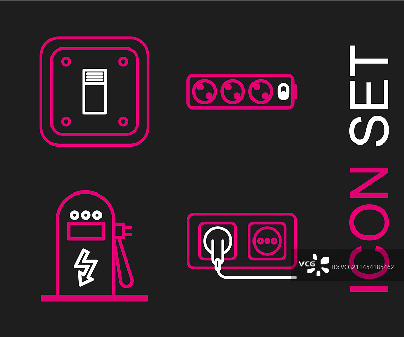 电源插座和汽车充电站图片素材