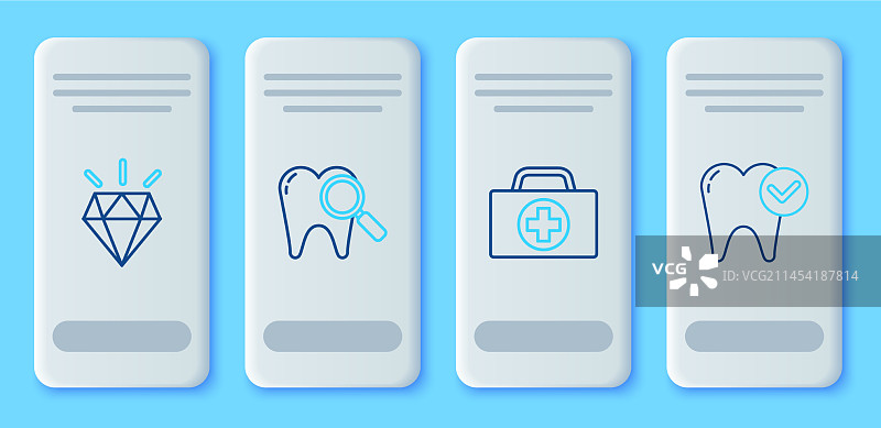 牙科搜索急救箱钻石线条组合图片素材