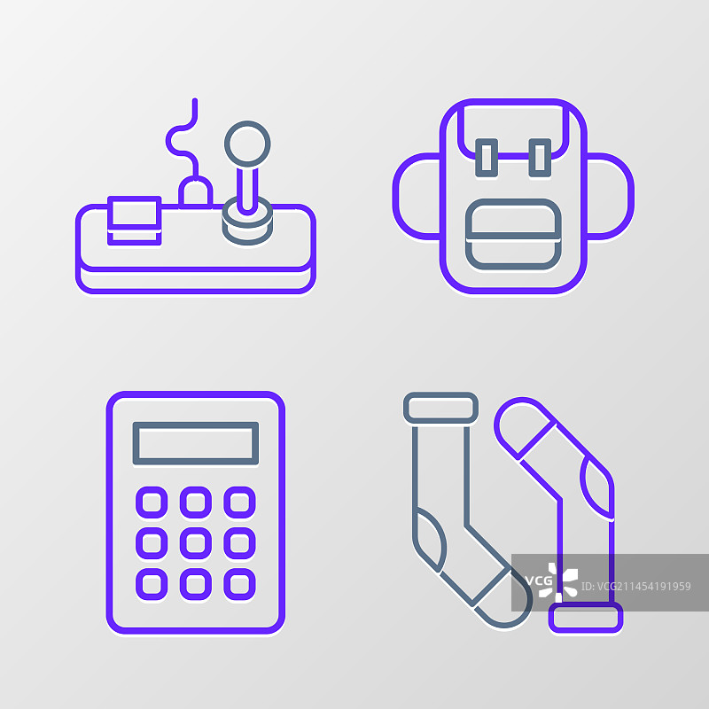 袜子计算器书包线条组合图片素材