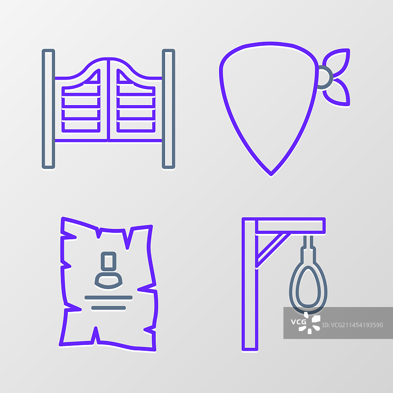 线条元素：西部通缉海报和套索图片素材