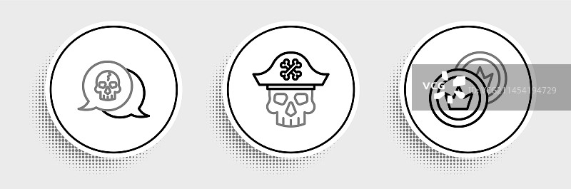 海盗钱币骷髅船长图标合集图片素材
