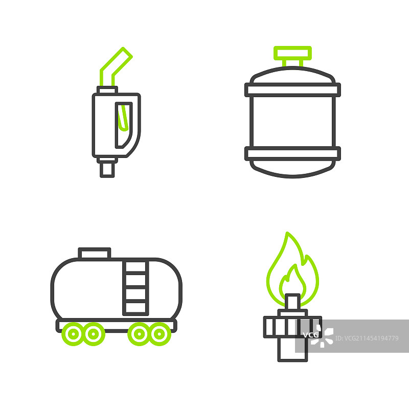 带火焰的石油钻井平台和铁路油罐图片素材