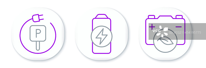 线条风格环保充电停车图片素材