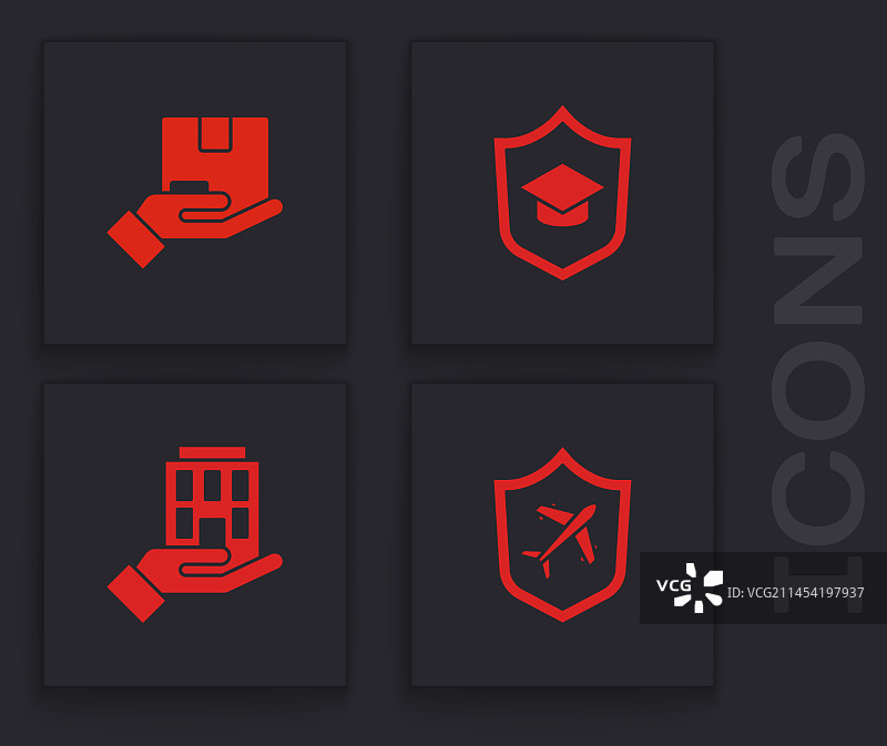 带有盾牌的飞机配送保险图片素材