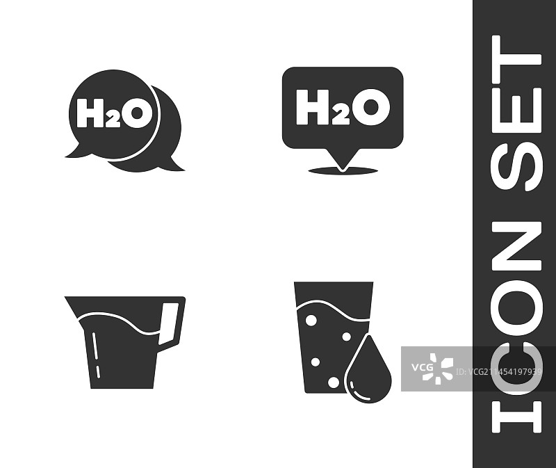 水杯H2O化学式水壶套装图片素材