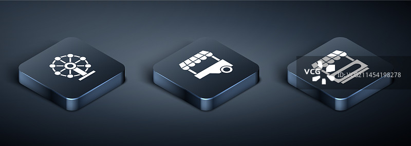 2.5D摩天轮街头快餐车图片素材