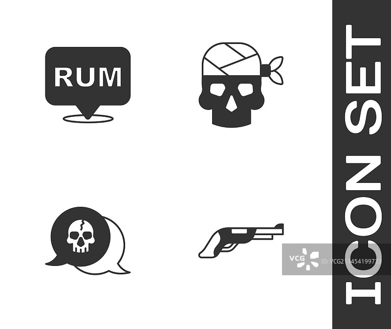 复古手枪酒精饮料朗姆酒骷髅合集图片素材