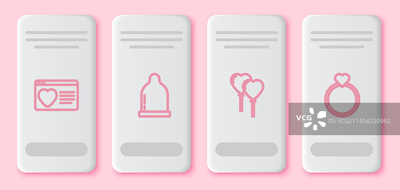 在线约会APP避孕套气球线条组合图片素材