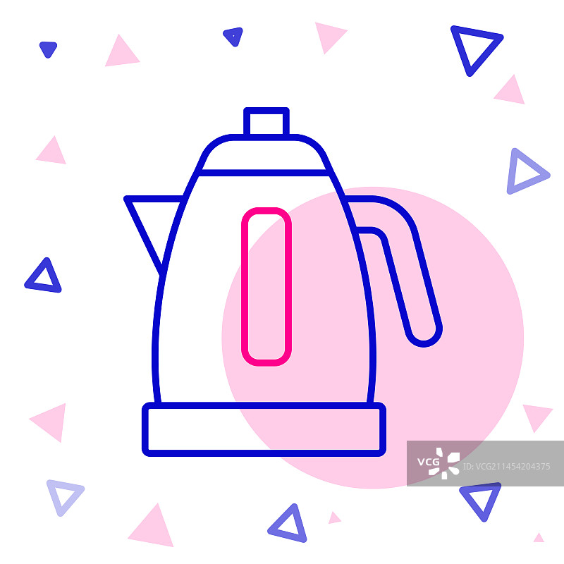 白色背景上的电热水壶线性图标图片素材
