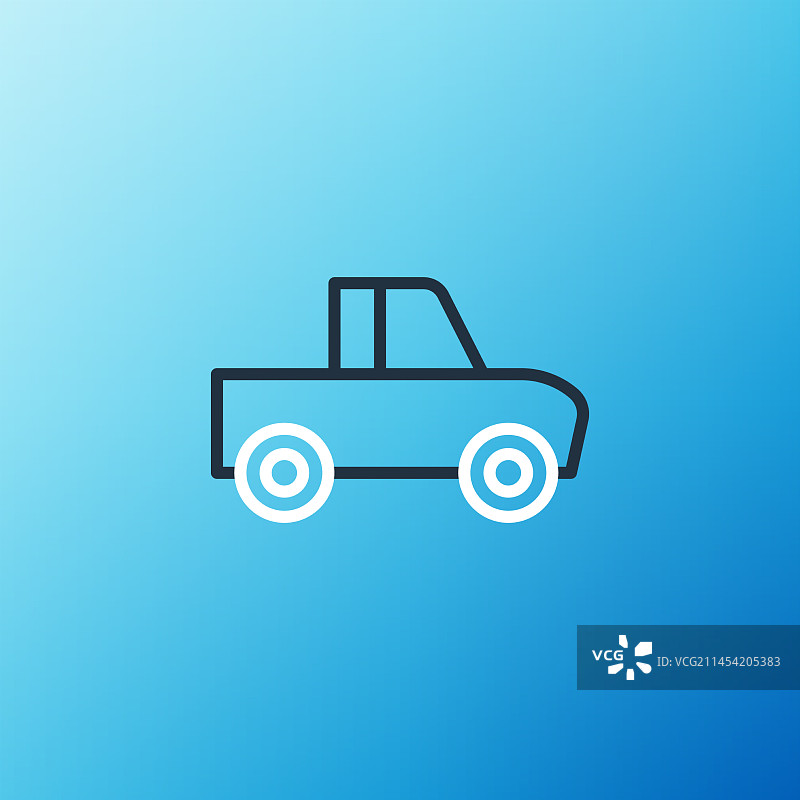 蓝色背景上的皮卡车线条图标图片素材