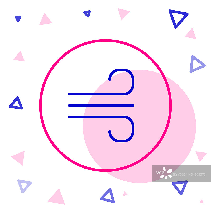 白色背景上的刮风天气线性图标图片素材