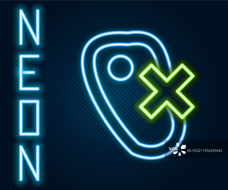 禁止肉食霓虹灯线发光图标图片素材