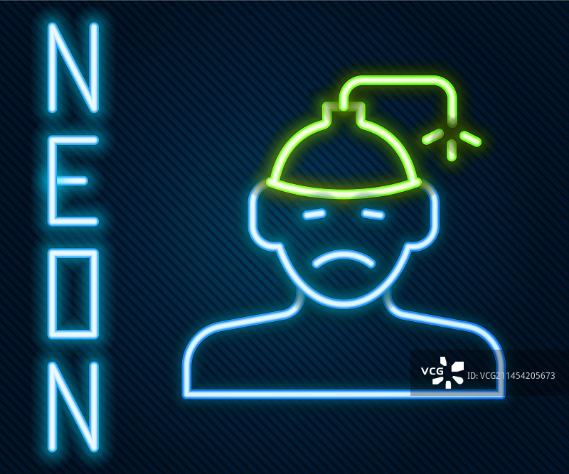 发光霓虹线条脑震荡头痛眩晕图片素材