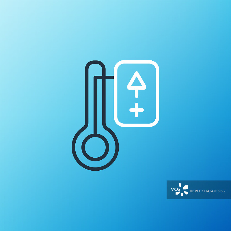 蓝色背景上的桑拿温度计线条图标图片素材