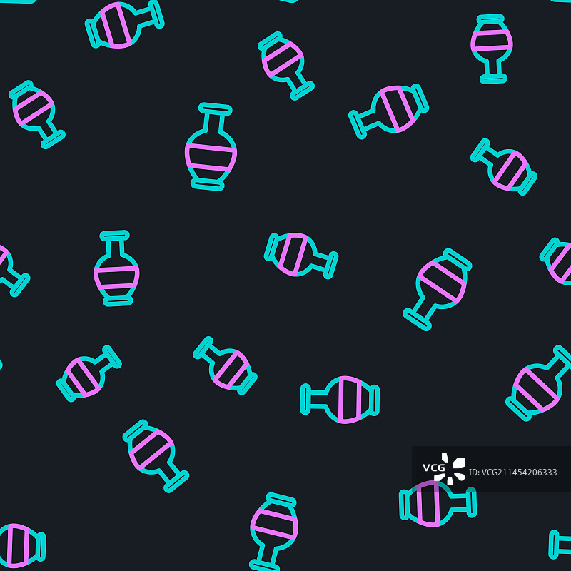 古代双耳瓶线条图标无缝图案图片素材
