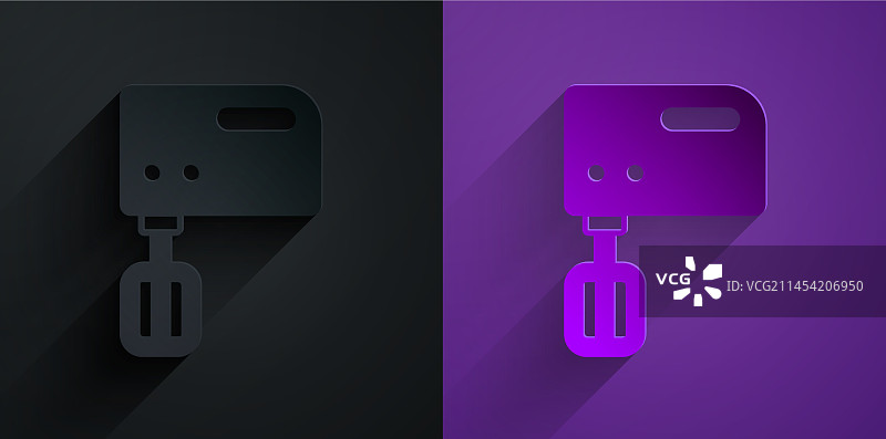 黑色背景上的剪纸电动搅拌机图标图片素材