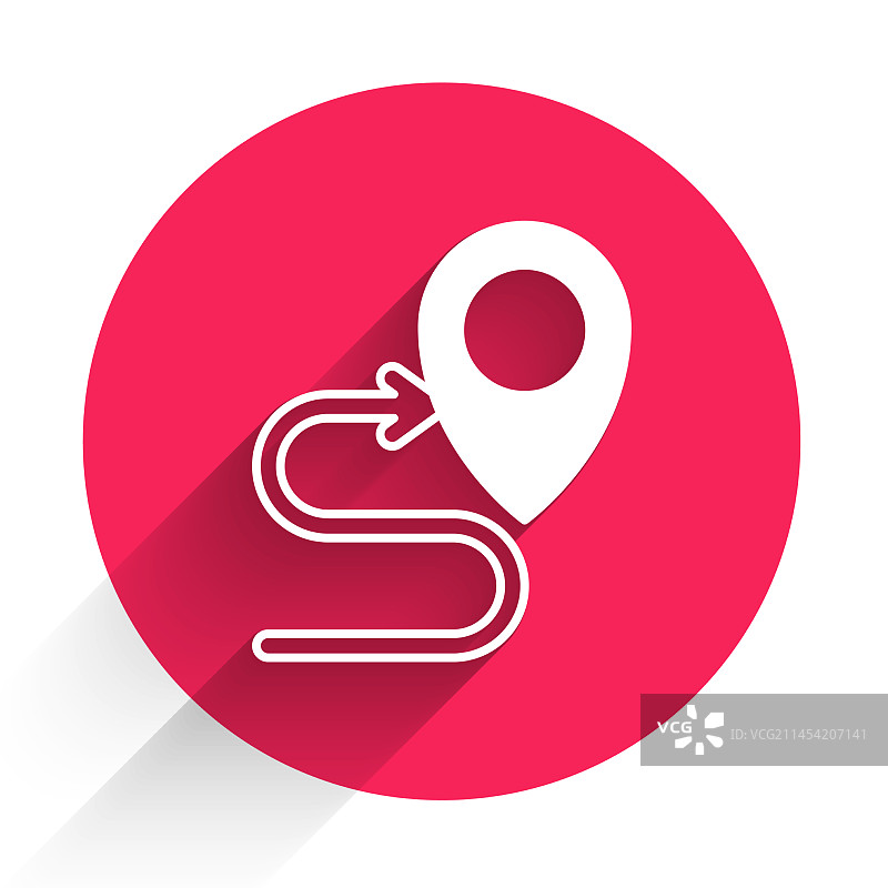 白色路线位置图标（长阴影）图片素材