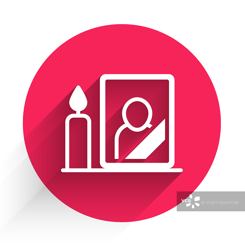 带黑色丝带的白色悼念相框图标图片素材